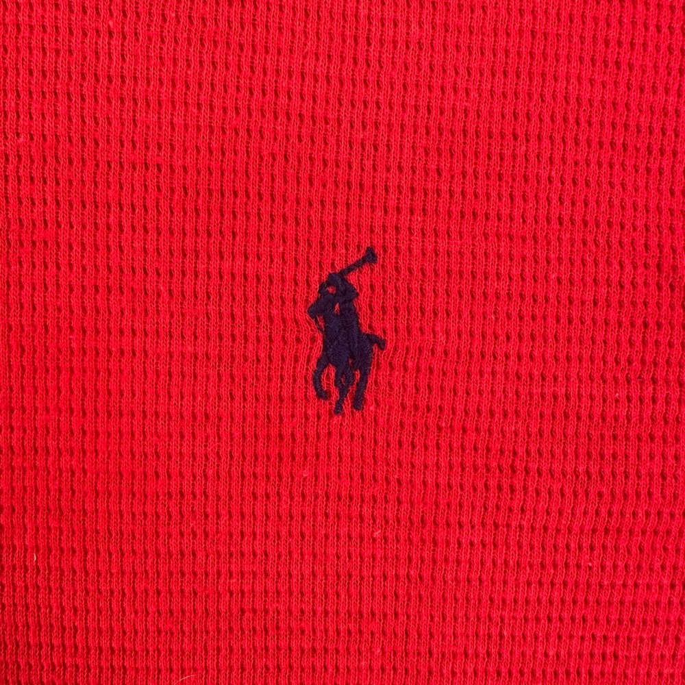 Polo Ralph Lauren Mens Red Waffle Knit Thermal Long Sleeve Shirt Large L 439 - Picture 2 of 7